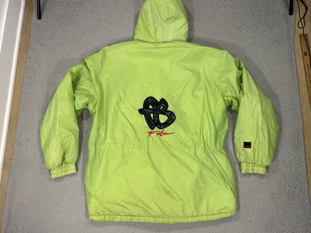 Vintage FUBU Jacket Mens Large Green Hooded Fleece Lined Parka Made USA 90s